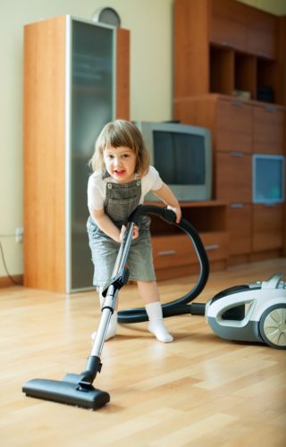 kid vacuuming